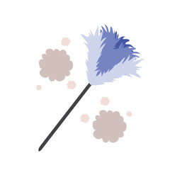 Cartoon vector of a hand using a duster to clean dust particles, ideal for household cleaning icons, hygiene education or home maintenance visuals