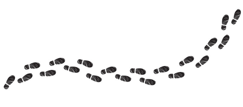 Cartoon vector illustration of a trail of shoe prints, ideal for sports, fitness, outdoor adventure, and motion concepts in design projects