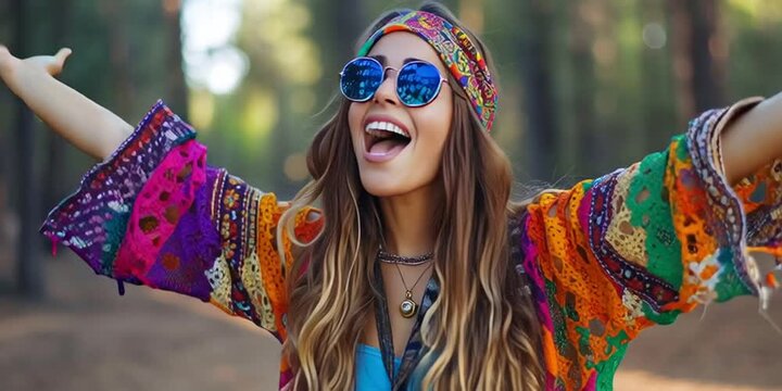 Modern hippie woman in bohemian clothing