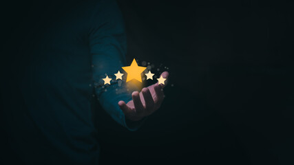 Customer satisfaction survey concept Users rate the service experience as excellent because the...