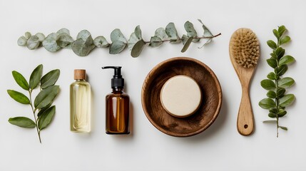 Natural skincare products arranged on a white background (1)