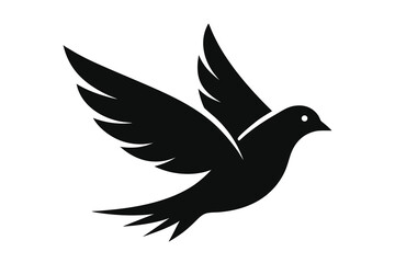 Obraz premium Stylized dove in mid flight silhouette
