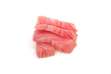 Sashimi made from tuna on a white background. Japanese style food.