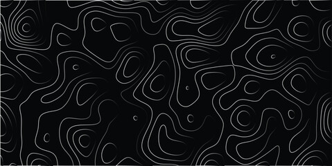 Abstract contour map of wavy lines in black and white creating a unique pattern suitable for modern designs and backgrounds.