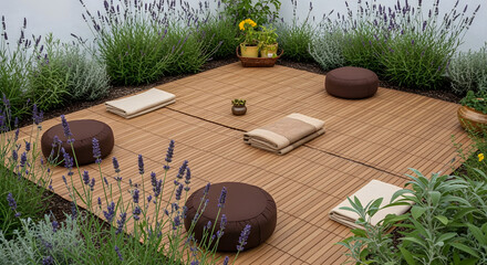 Meditation Space with Cushions and Lavender