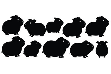 Fototapeta premium Collection of eleven guinea pig silhouettes