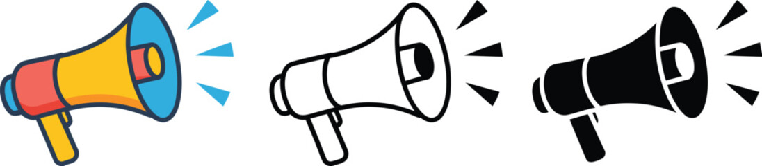Megaphone vector illustration set for announcement and promotion marketing communication concept design