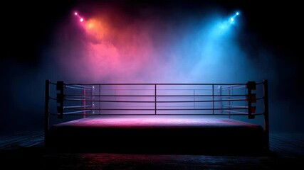 Dramatic Wrestling Performance in Ring Under Lights Creates Intense Arena Atmosphere