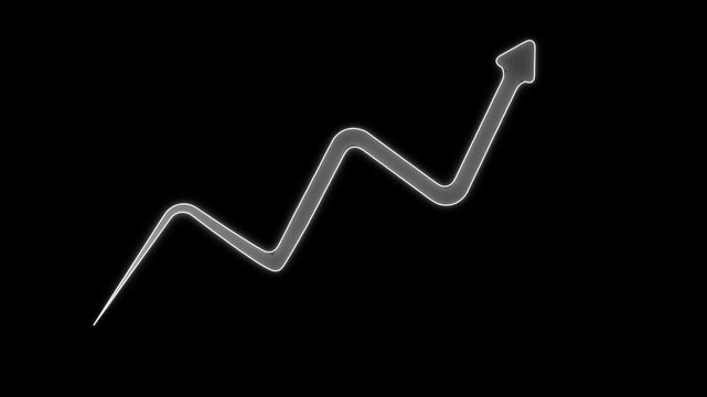 glowing white zigzagging line with an upward arrow, signifying positive growth, progress, and success. This sleek design highlights forward movement, improvement, and a path toward achievement