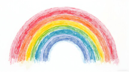 Drawing of a Colorful Rainbow on White Background