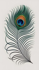 Obraz premium Elegant Peacock Feather Detailed Illustration with Green and Blue Colors