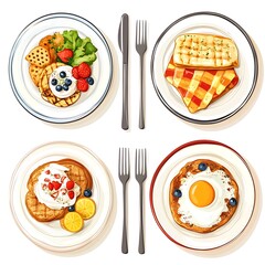 Delicious Breakfast Plates Set.