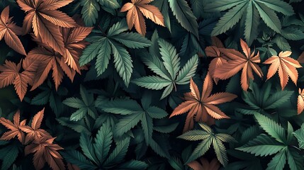 Cannabis Leaves Texture Background.