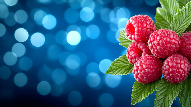 Delicious pancakes in stack with raspberries and caramel syrup, mint leaf, selective focus, on dark table. National Pancake Day