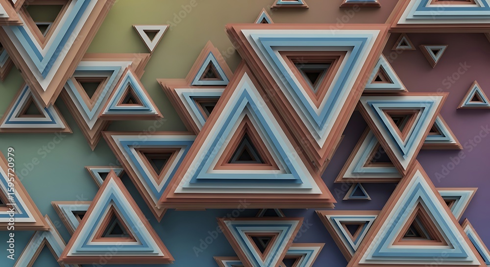Poster layered triangular shapes creating a mesmerizing geometric abstract composition pattern