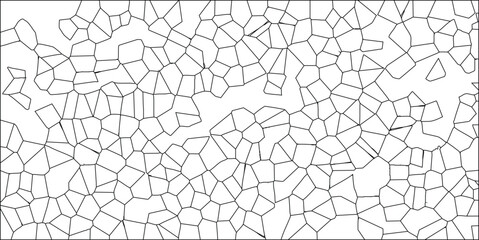 Obraz premium Abstract geometric pattern in black lines on white background featuring irregular shapes and cells creating a unique texture