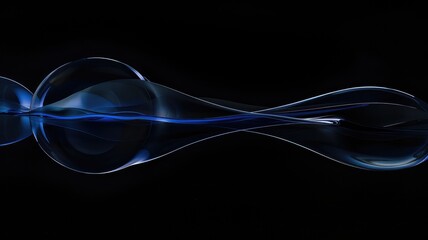 Abstract blue waves on a black background. Abstract image of digital blue glowing wave with black background. Motion shot of blue fluid flowing at dark backdrop. Digital art for design. AIG53.