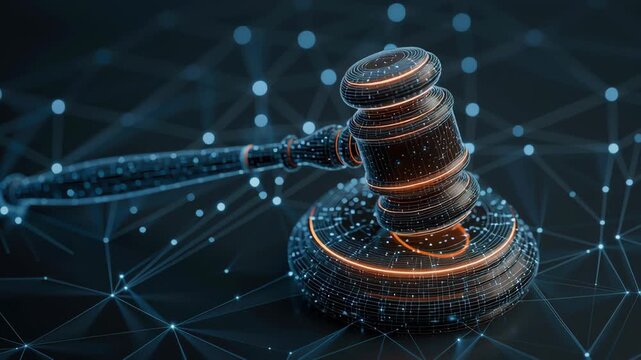 Digital Gavel Showcasing Law, Justice, and Technologys Impact in Modern Court Context