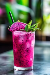 Dragon Fruit Cocktail with Bar Setting.