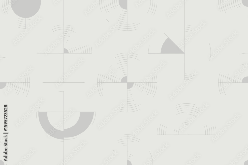 Poster a seamless pattern featuring geometric shapes and lines in a subtle gray and white color scheme desi