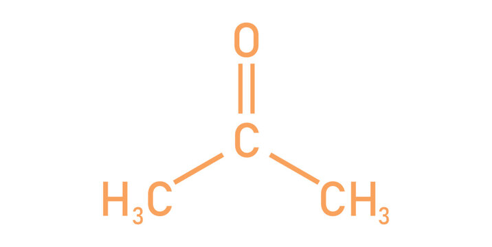 chemical structure of acetone (C3H6O).