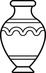 Elegant line art decorative vase icon for design projects
