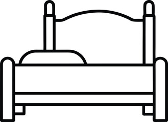 Simple line art bed icon for graphic design projects