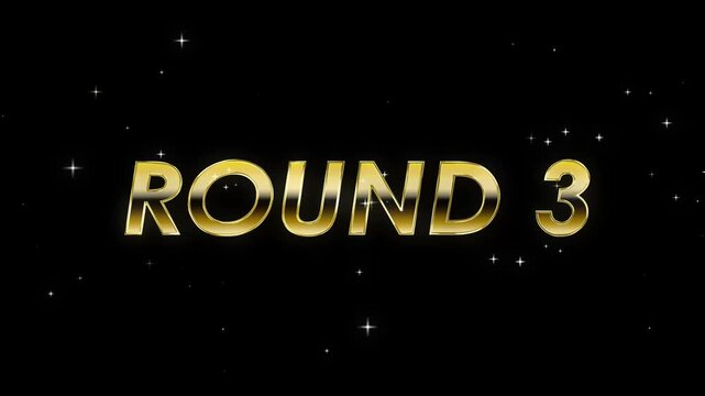 Round 1,2,3,4,5,6,7,8,9,10 animated text writing entry and exit of boxing fight matches, sports fighters, gold themes and other sports with Round 4k chrome