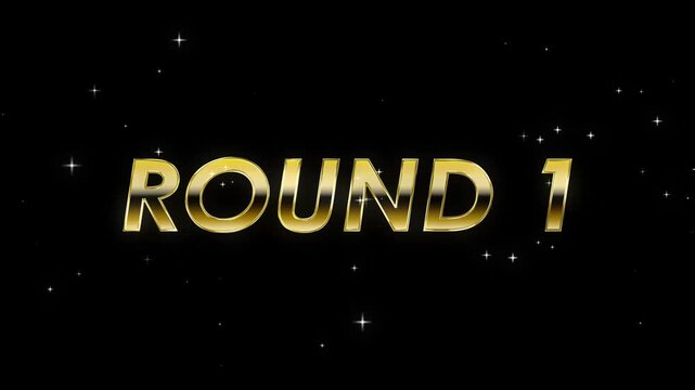 Round 1,2,3,4,5,6,7,8,9,10 animated text writing entry and exit of boxing fight matches, sports fighters, gold themes and other sports with Round 4k chrome