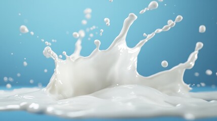 Milk splash on light-blue background
