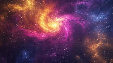 Naklejka premium A vibrant abstract visualization of a colorful swirling nebula in deep space. This cosmic background is perfect for science or fantasy themes