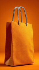 Elegant Textured Orange Shopping Bag on a Monochromatic Background for Luxury Retail