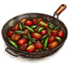 Delicious Stir Fry Vegetables Cooked in a Skillet, A Healthy Meal.