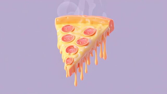 3D animation pizza slice