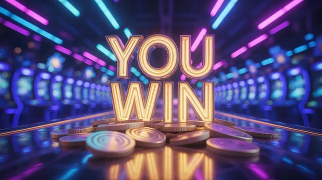 Winning screen with neon 'You Win' text