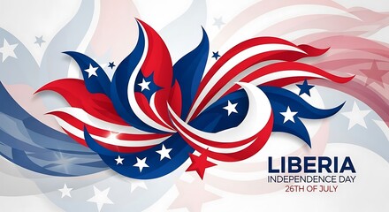 Liberia Independence Day: Artistic Floral Design with Patriotic Colors