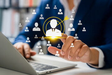 Businessman targeting audience using digital tools for customer segmentation