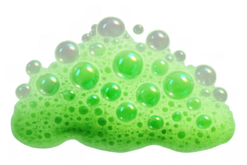 Soapy lather creating foamy texture, showcasing cleansing process against transparent white surface