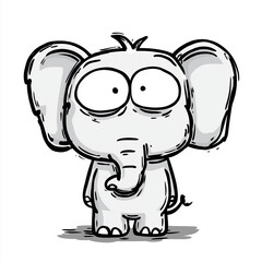 Fototapeta premium Cartoon Elephant Isolated on Transparent Background