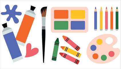 Paint brushes art supplies vector collection