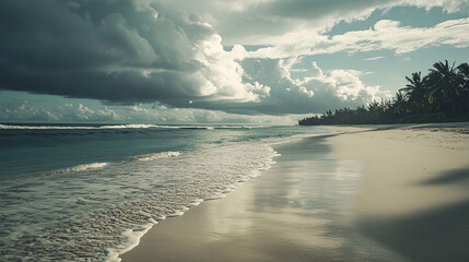 footprints in the snow, beach, landscape, summer, coast, clouds, nature, coastline, wave