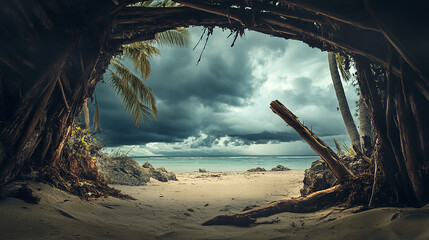 dead tree on the beach, summer, coast, sand, landscape, driftwood, wood, tropical, old