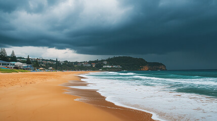 tropical beach with blue sky and clouds, ocean, sea, landscape, summer, vacation, coastline, holiday, tourism, seascape