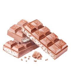 Chocolate bar watercolor illustration isolated