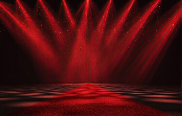 Red spotlight stage with a red carpet