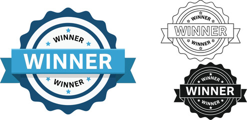 Winner badge vector graphic design elements for award achievement and competition success