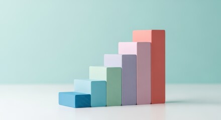 Photo of colorful building blocks arranged in an upward trend graph symbolizing growth