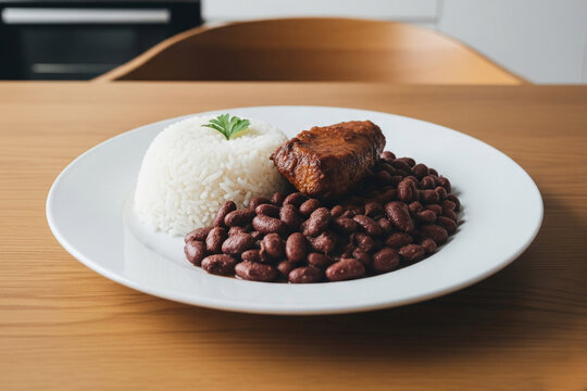 Bruine Bonen met Rijst, which translates to "brown beans with rice," is a classic Surinamese dish.