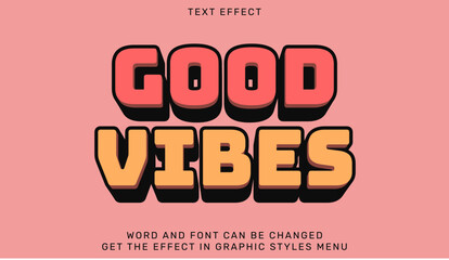 Good vibes text effect in 3d design