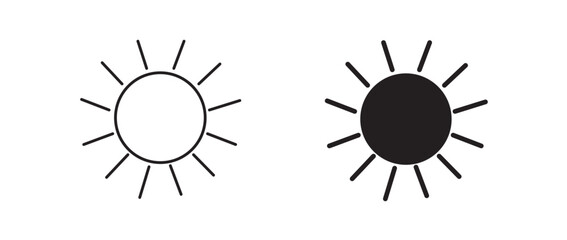  Sun Icons: Black & White Weather Symbols with Rays